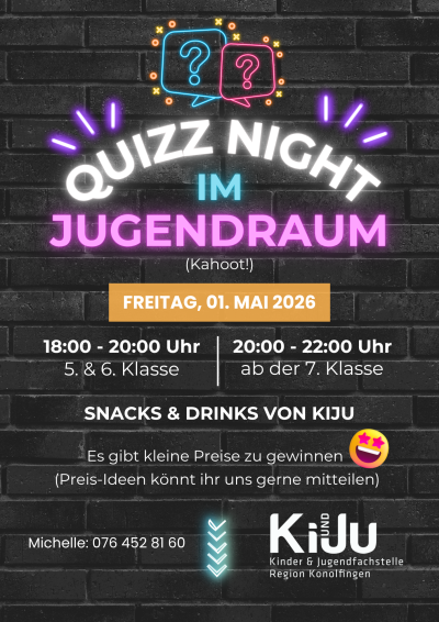 Quizz Night im Jugendraum - Kinder- und Jugendfachstelle Region Konolfingen
